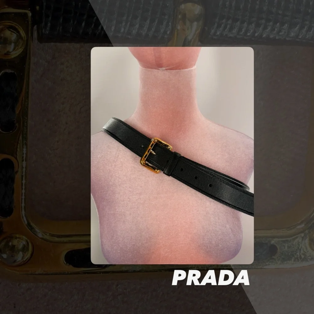 GUC Prada Saffiano Leather Black Belt